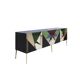 Mid-Century Style Italian Sideboard Made of Wood Brass and Colored Glass
