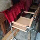 Peach-coloured leather Cantilever armchair