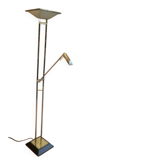Floor lamp with gunmetal patina and brass