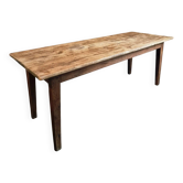 Table à manger ancienne de campagne française – Piètement en chêne et plateau en pin, vers 1900