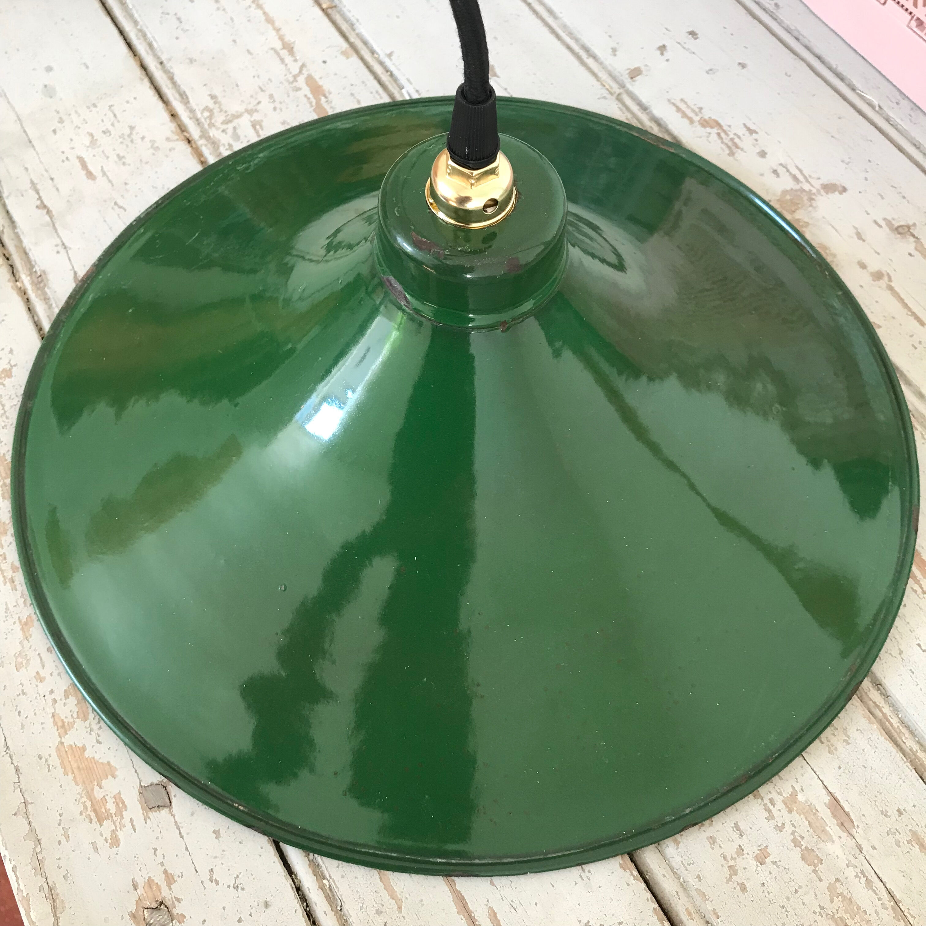 Suspension abat-jour émaillé vert