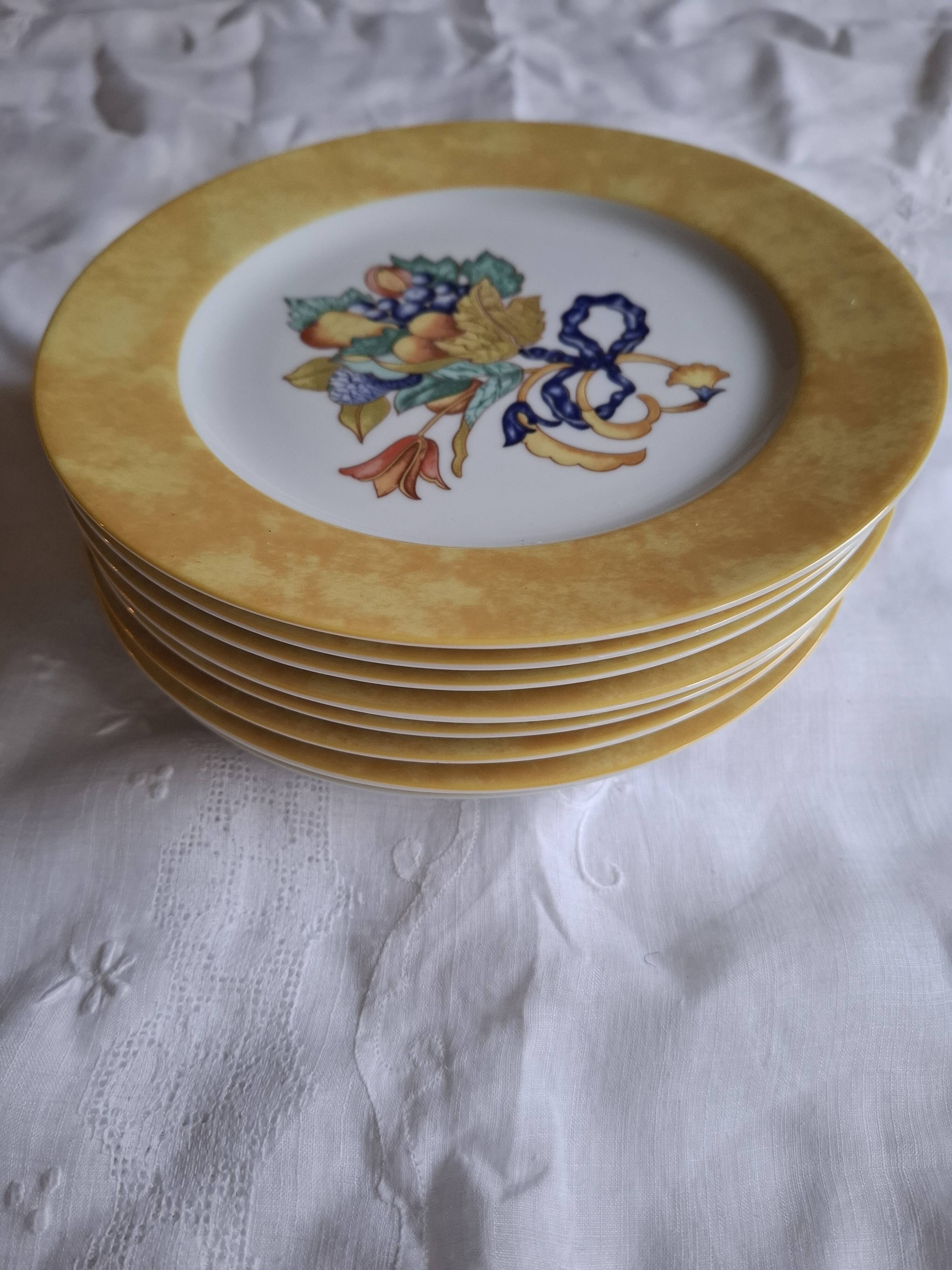 8 plates 21 cm Borghese porcelain Bernardaud Limoges