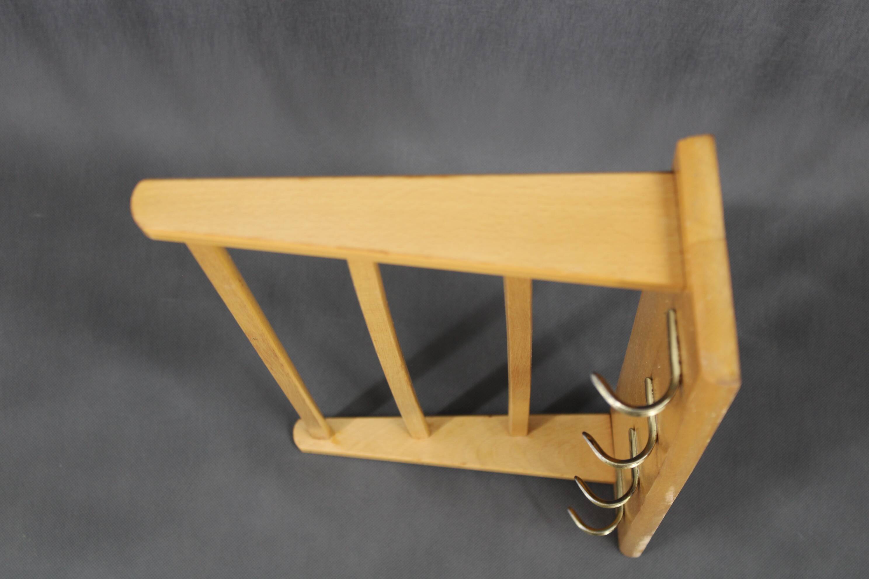 1960s Pair of Mid-century Wooden Wall Hangers, Czechoslovakia