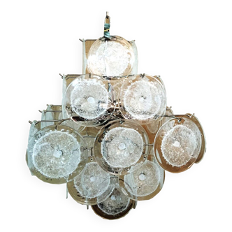 TRANSPARENT AND PULEGOSO “DISKS” MURANO GLASS CHANDELIER
