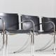 Giotto Stoppino black leather and chrome vintage dining chairs model Jot