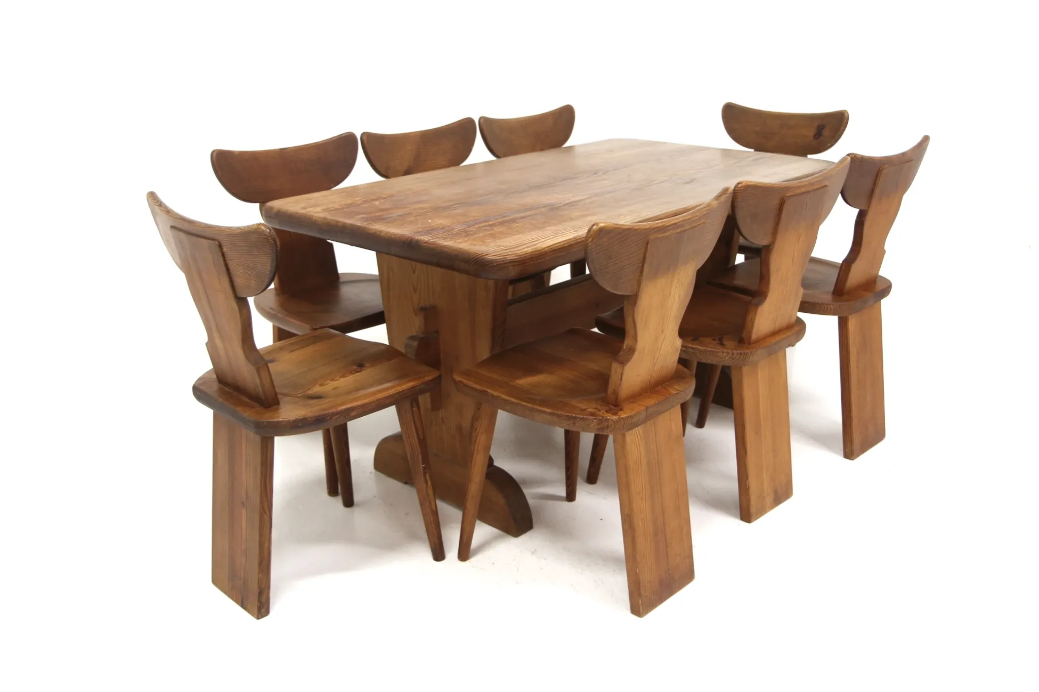 Dining table and 8 chairs "Ängåsen", Sportstugemöbel, Sweden, 1940