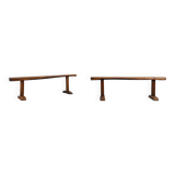 Pair of rustic Oak Benches, France, 1850