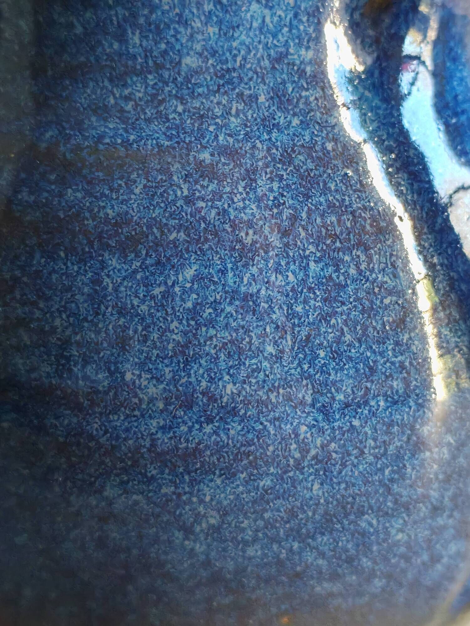Vintage Blue Stoneware Jug with Grape Cluster Pattern, Ceramic Vase