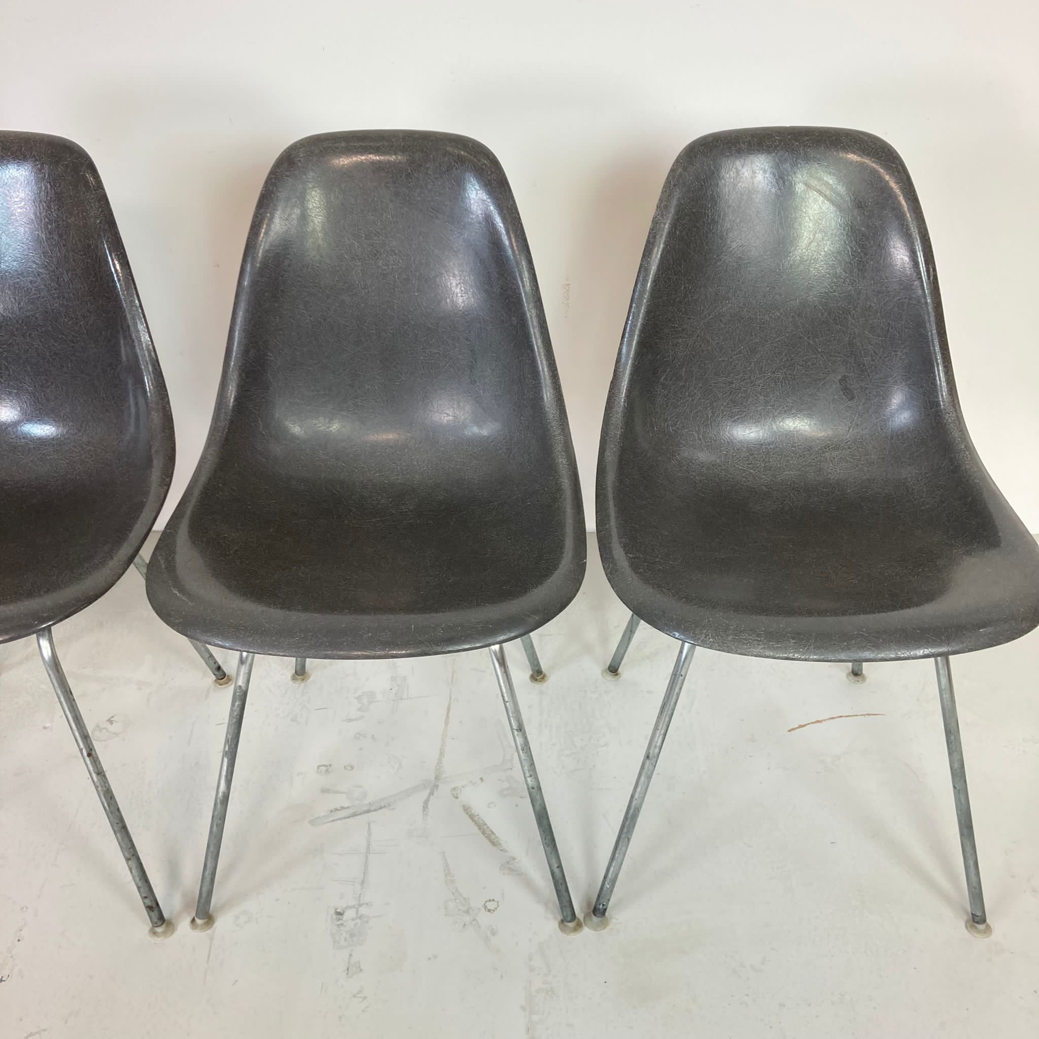 Eames Herman Miller DSS side chairs in grey