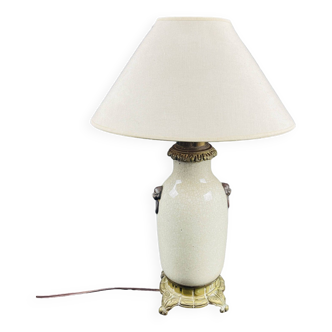 Pied de lampe en porcelaine craquelée de Chine