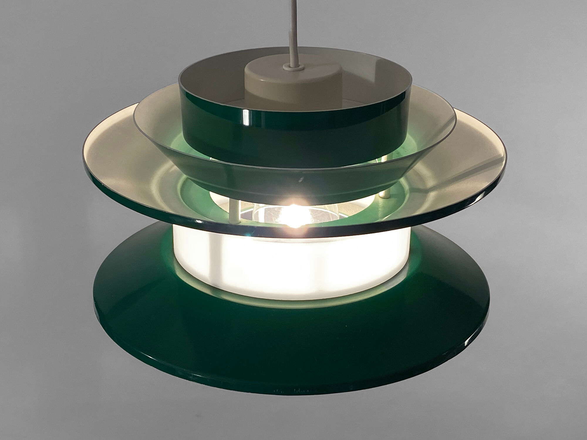 Pendant light "Trava" green version by Carl Thore for Granhaga Metallindustri. Sweden 1970s