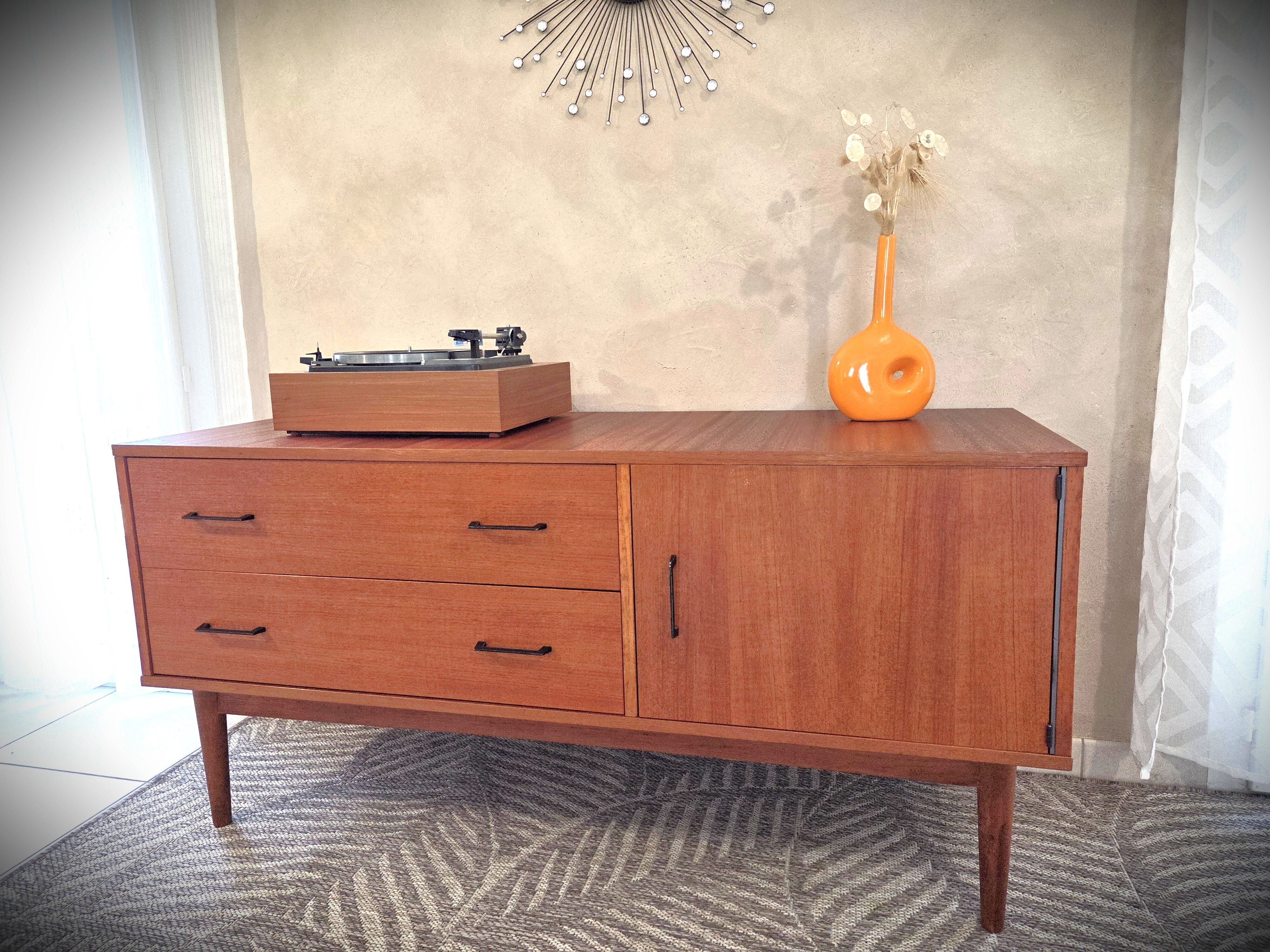 Low Scandinavian enfilade in teak, late 1960s.