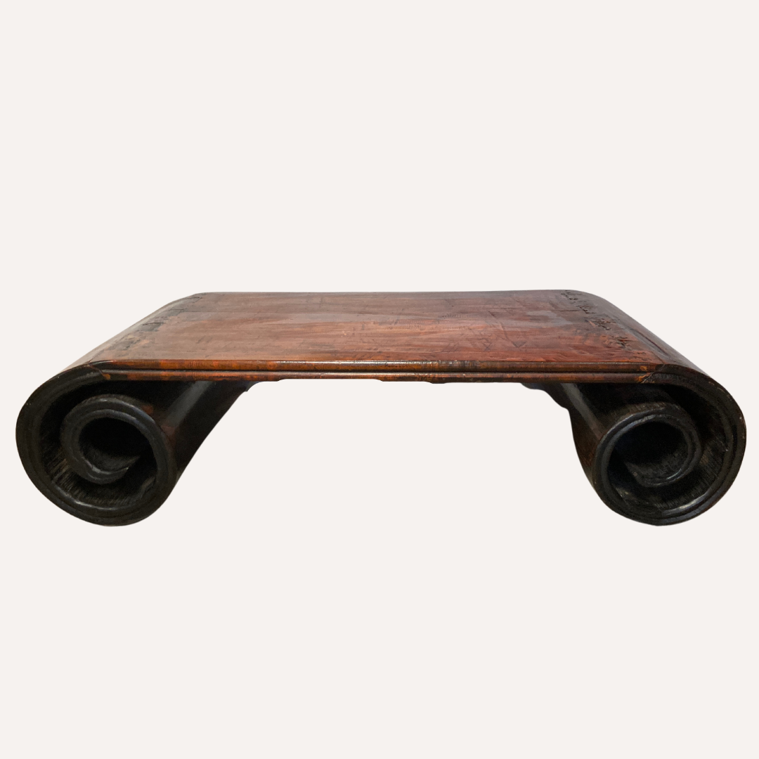 Midcentury Chinese antique scroll coffee table