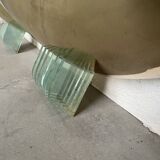 Pair of brass and art deco glass wall lights SCE