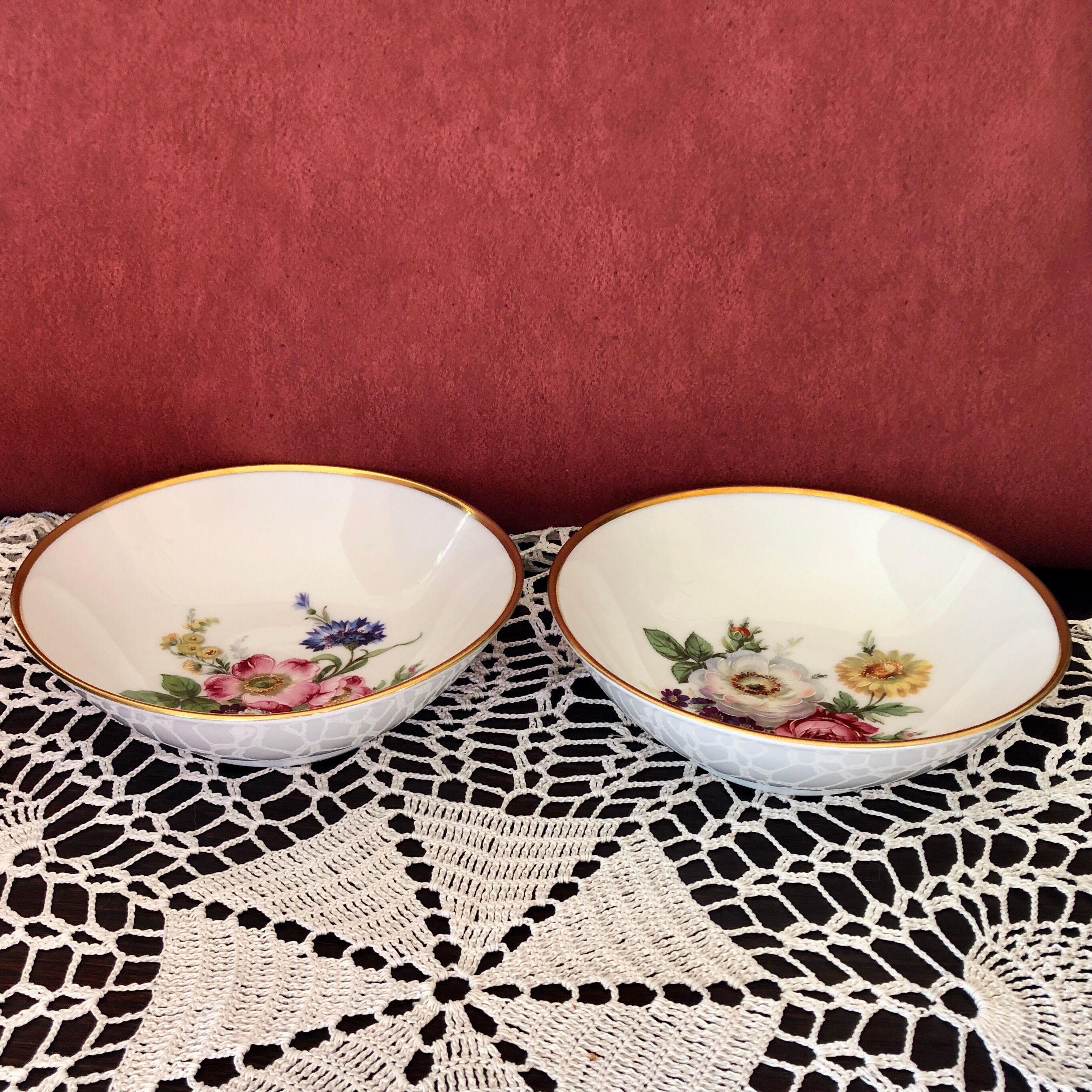 Set of 2 porcelain cups floral decoration KAISER