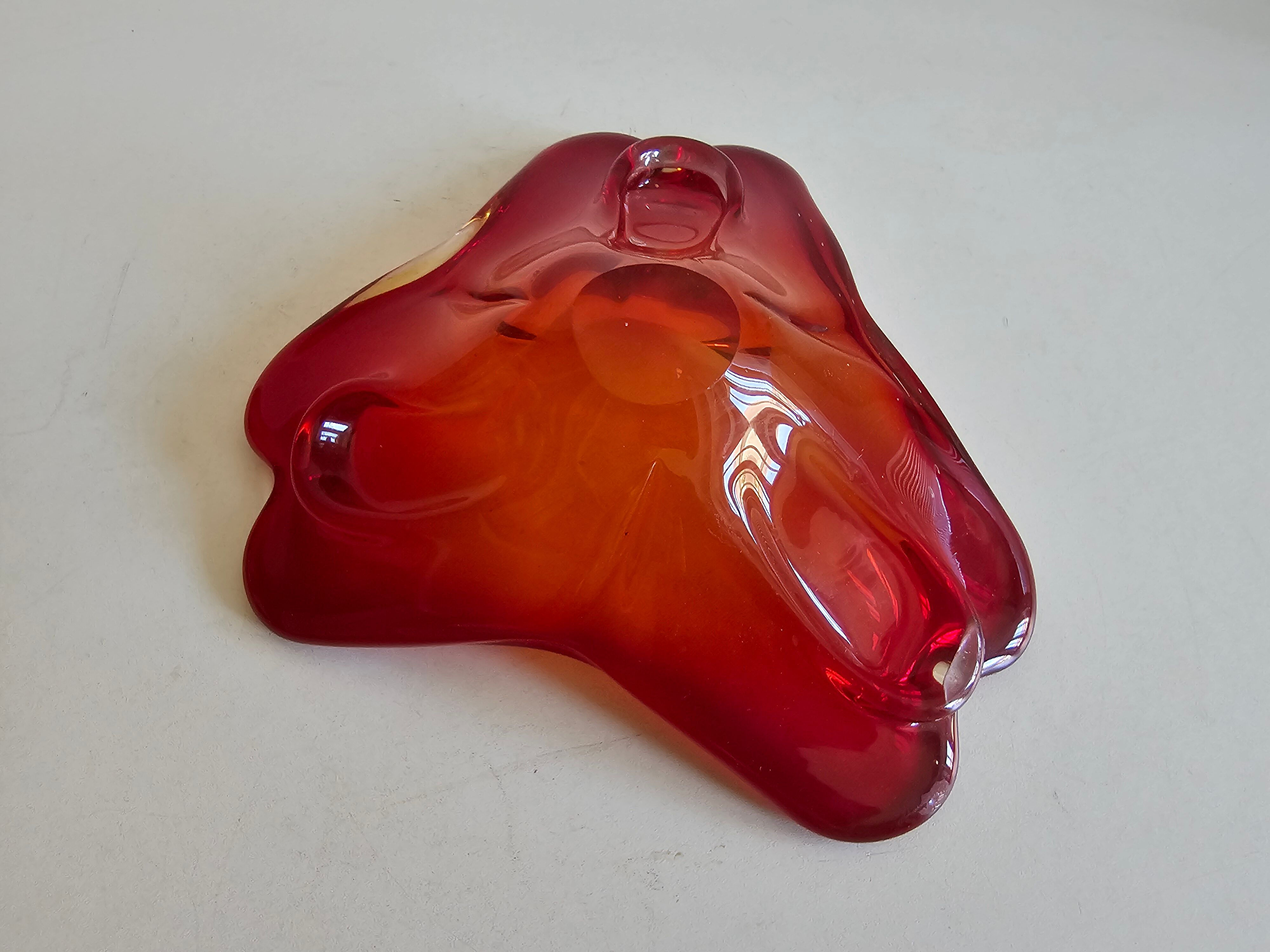 Transparent orange glass bowl in the Murano Sommerso style, 24cm.