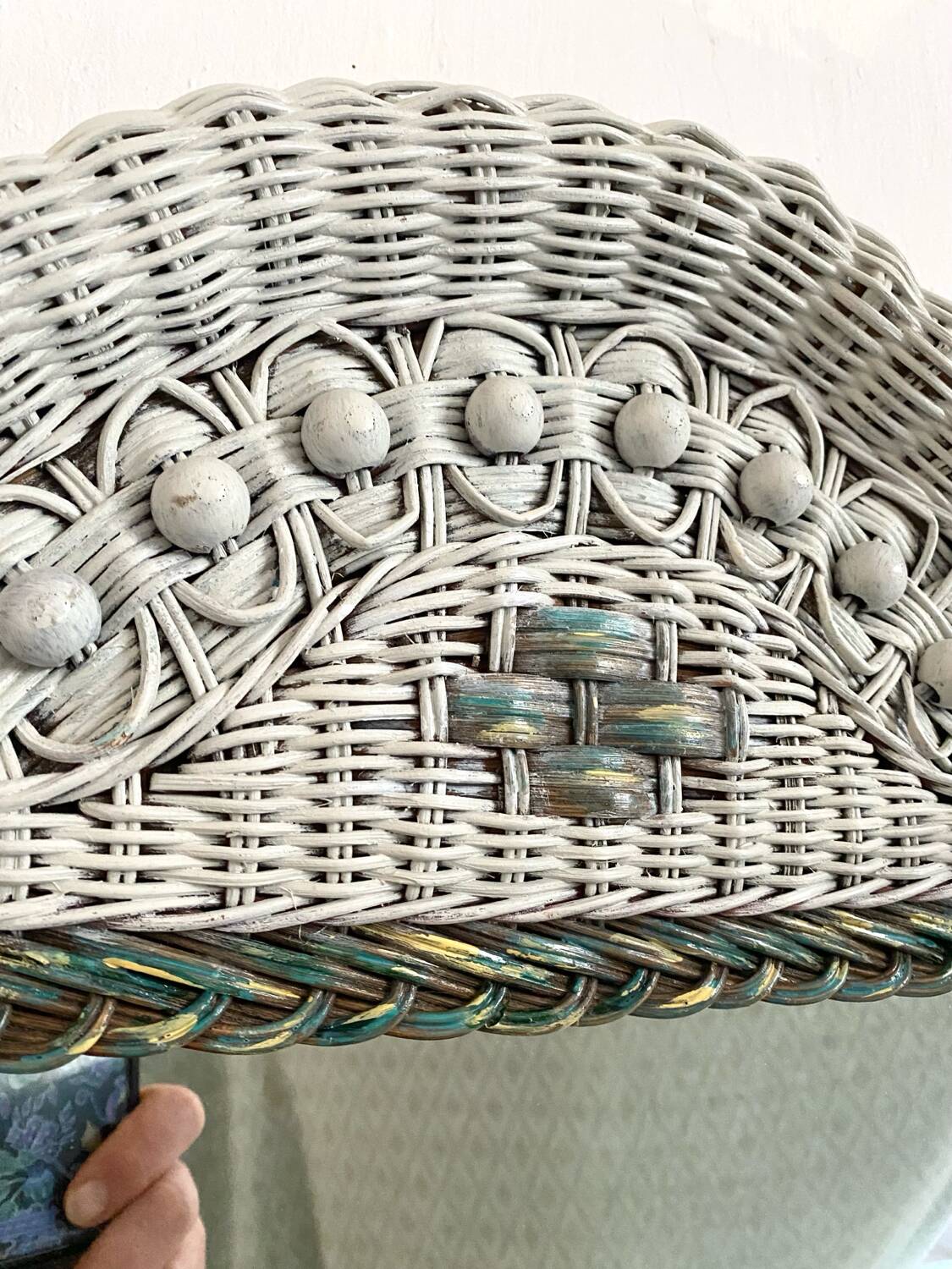 Vintage woven rattan mirror