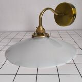 Smooth opaline and gilded brass wall light
