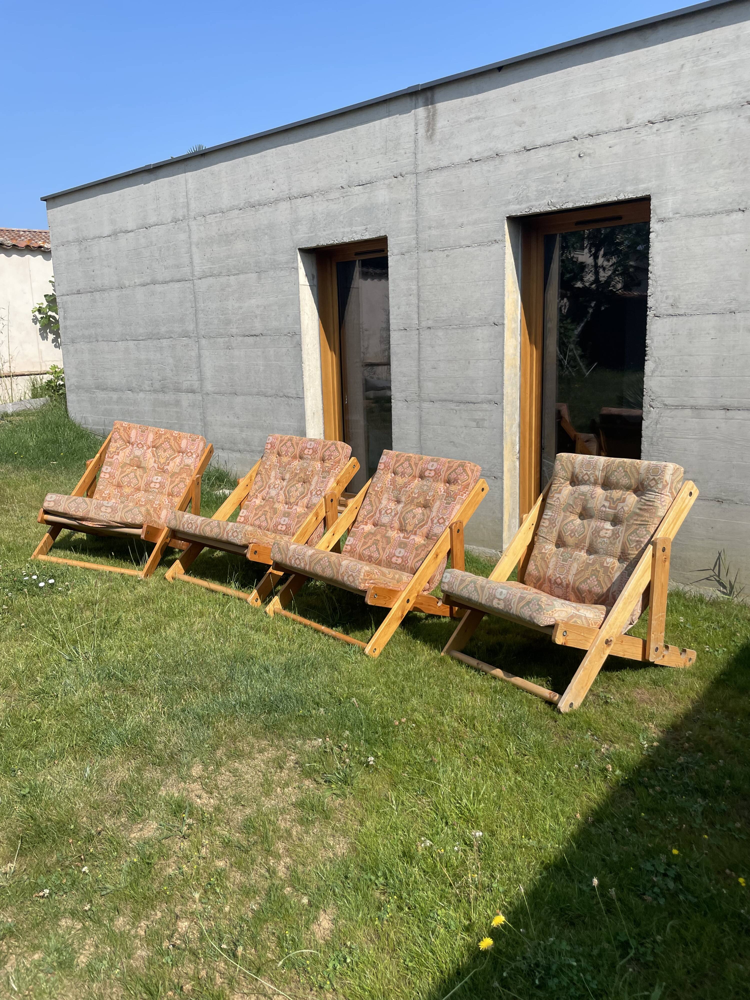 Lot 4 transats en pin Fatöli Kontiki Ikea 1970