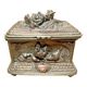 Old signature silver bronze box box, decor hunting scenes