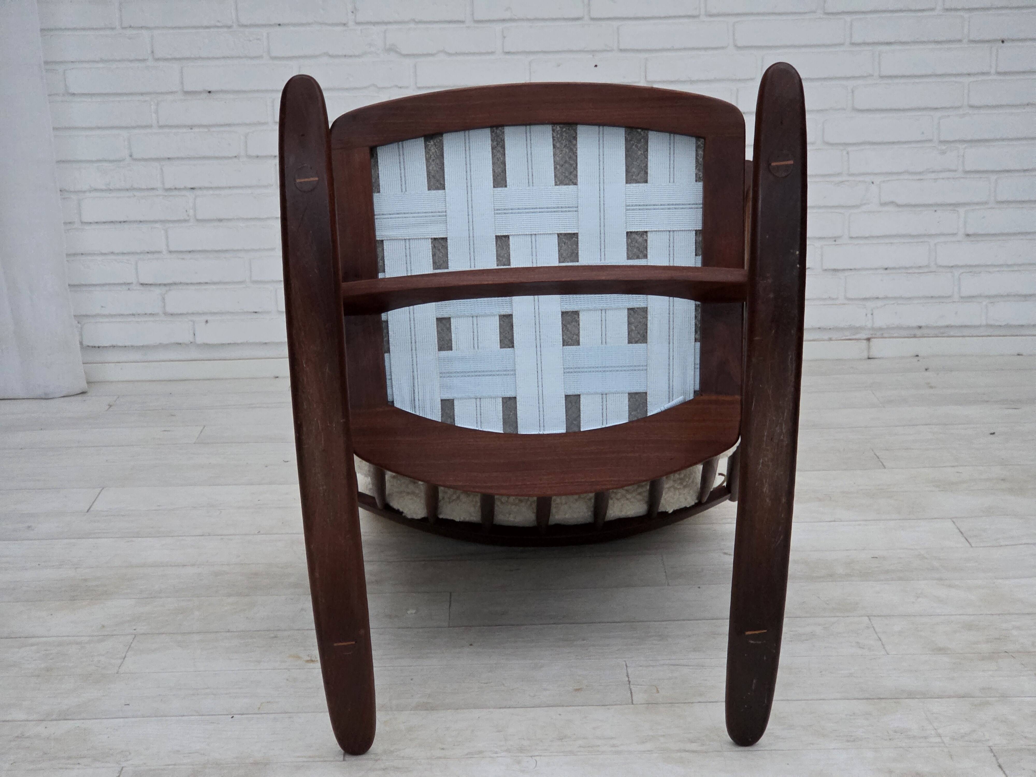 1960s, Danish rocking chair by Frank Reenskaug, model 182, sheepskin.