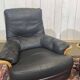 Pair of leather and beech armchairs from the 1970s.