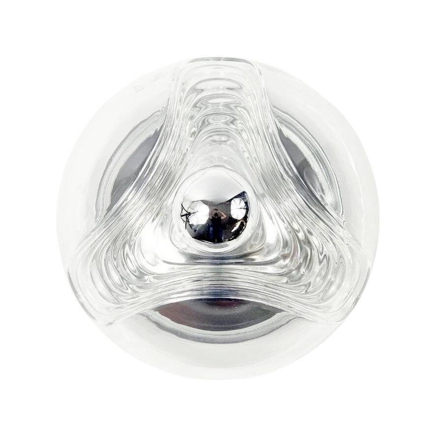 Mid-Century Space Age Glass Wave Ceiling Light - Koch & Lowy for P&P, 1970s