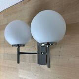 Opaline and chrome globe wall light from the 1970s