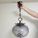 Antique French Victorian style bronze and purple glass pendant light
