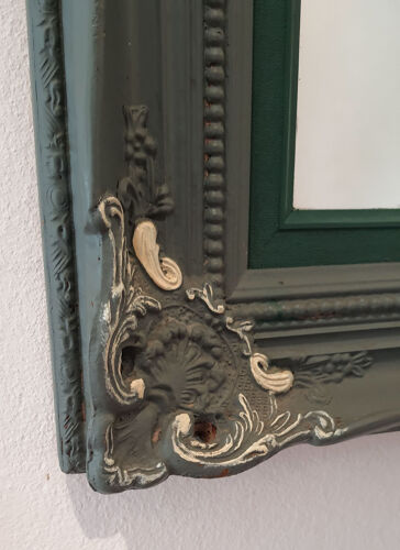 Miroir Napoléon III en bois patiné vert