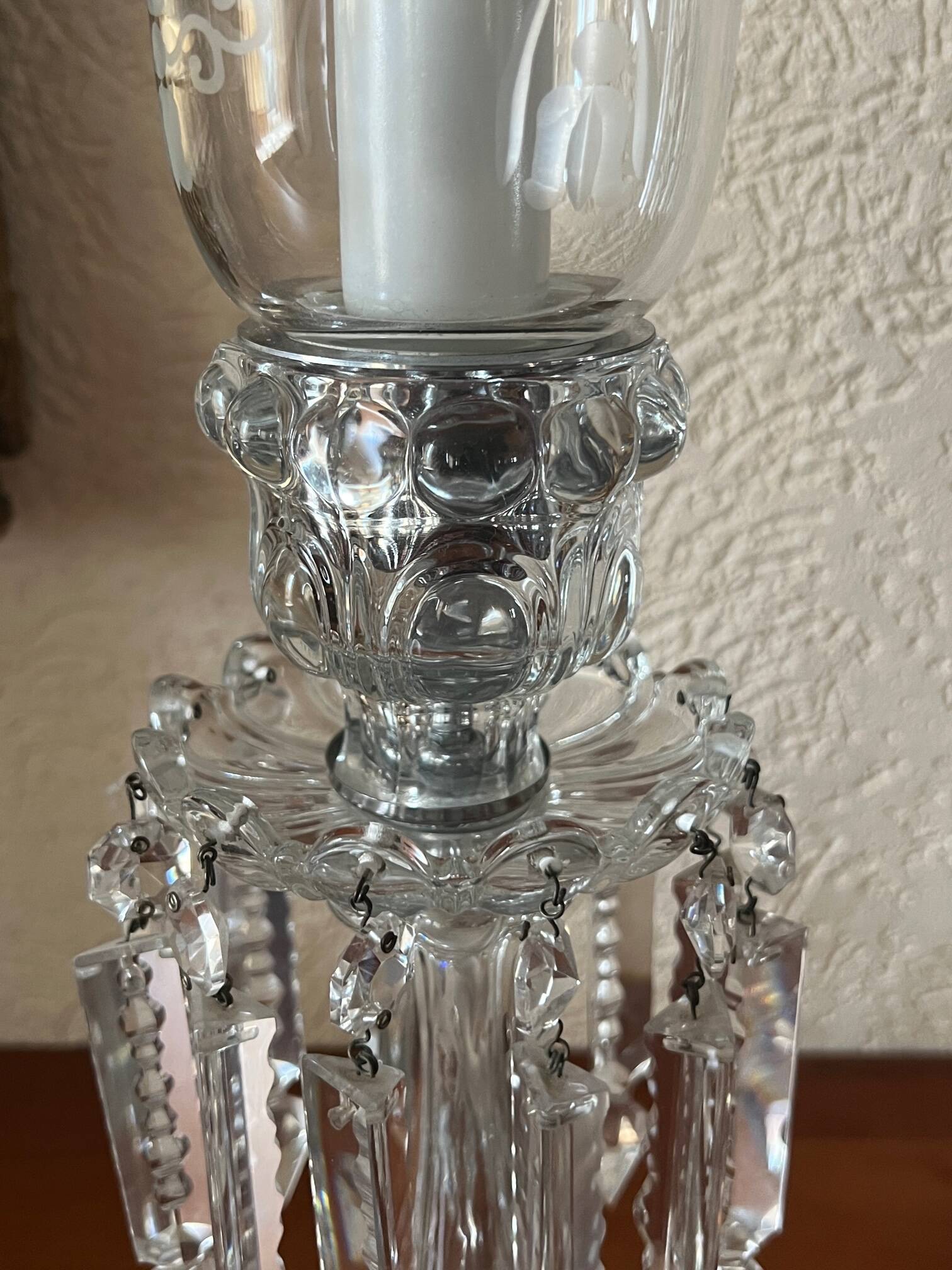 Desk lamp. Crystal, glass, hand engraving.