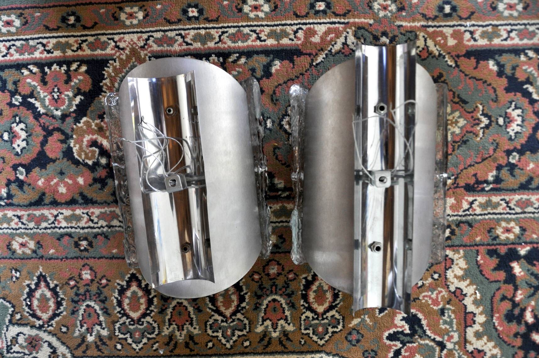 Pair of Mazzega Murano Space age wall lights Italy 1970