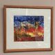 European vintage oil on canvas "Abstract" by unknown artist, glazed and framed 33×30cm