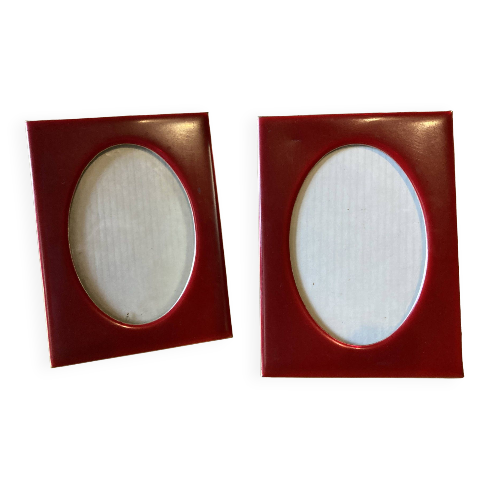 Set of 2 small red frames, made in Italy, 1970s