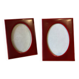Set of 2 small red frames, made in Italy, 1970s