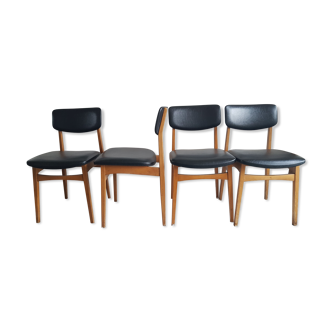 Suite of 4 Scandinavian chairs 60s