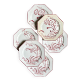 6 flat plates in ironstone Clairefontaine, "Indiana" service.