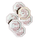 6 assiettes plates en terre de fer Clairefontaine, service "Indiana"