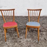 Pair of blue and red Scandinavian chairs
