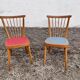 Paire de chaises scandinave bleu et rouge