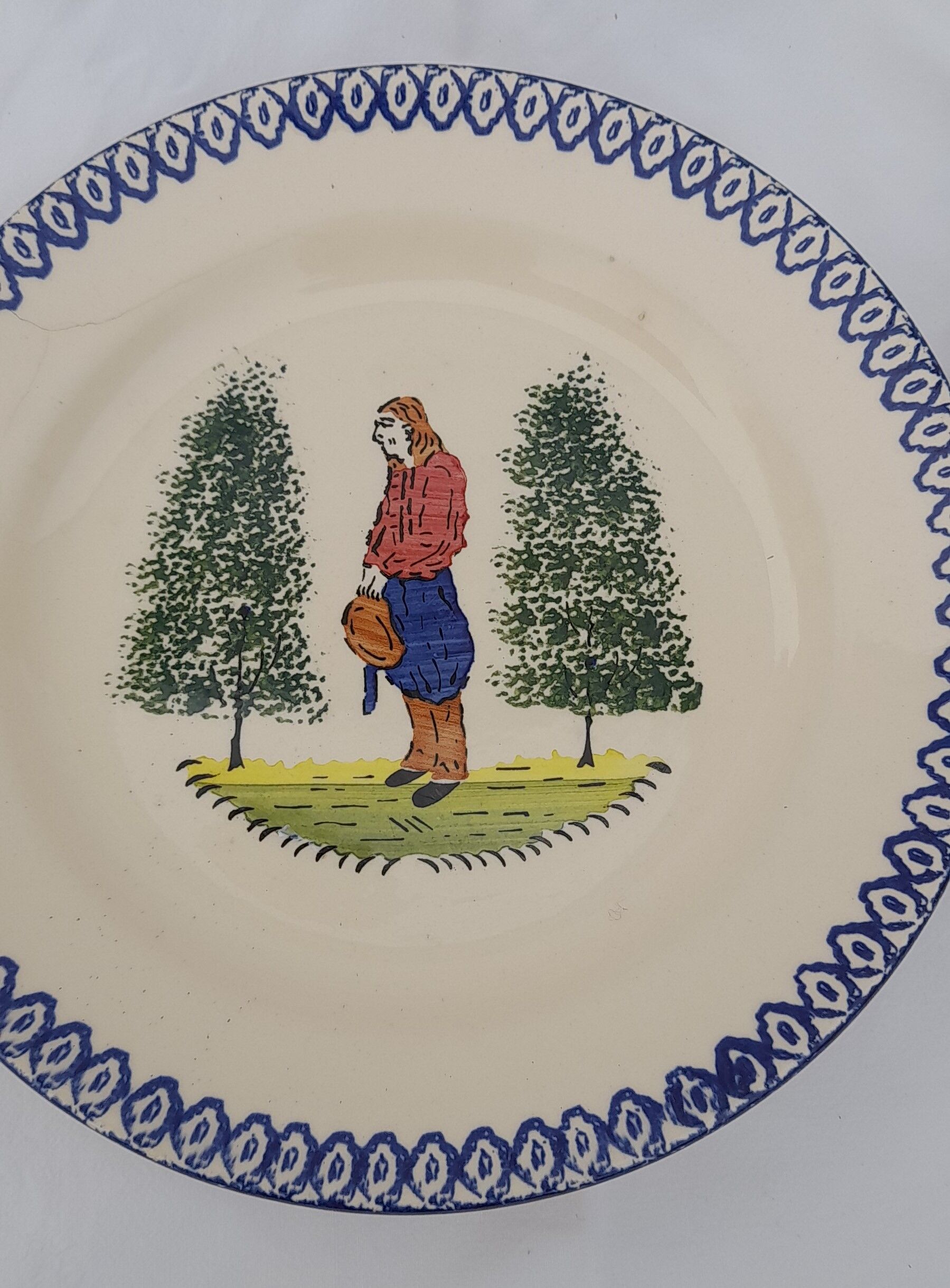 2 earthenware plates of Saint Clement hand painted diam 23 cm