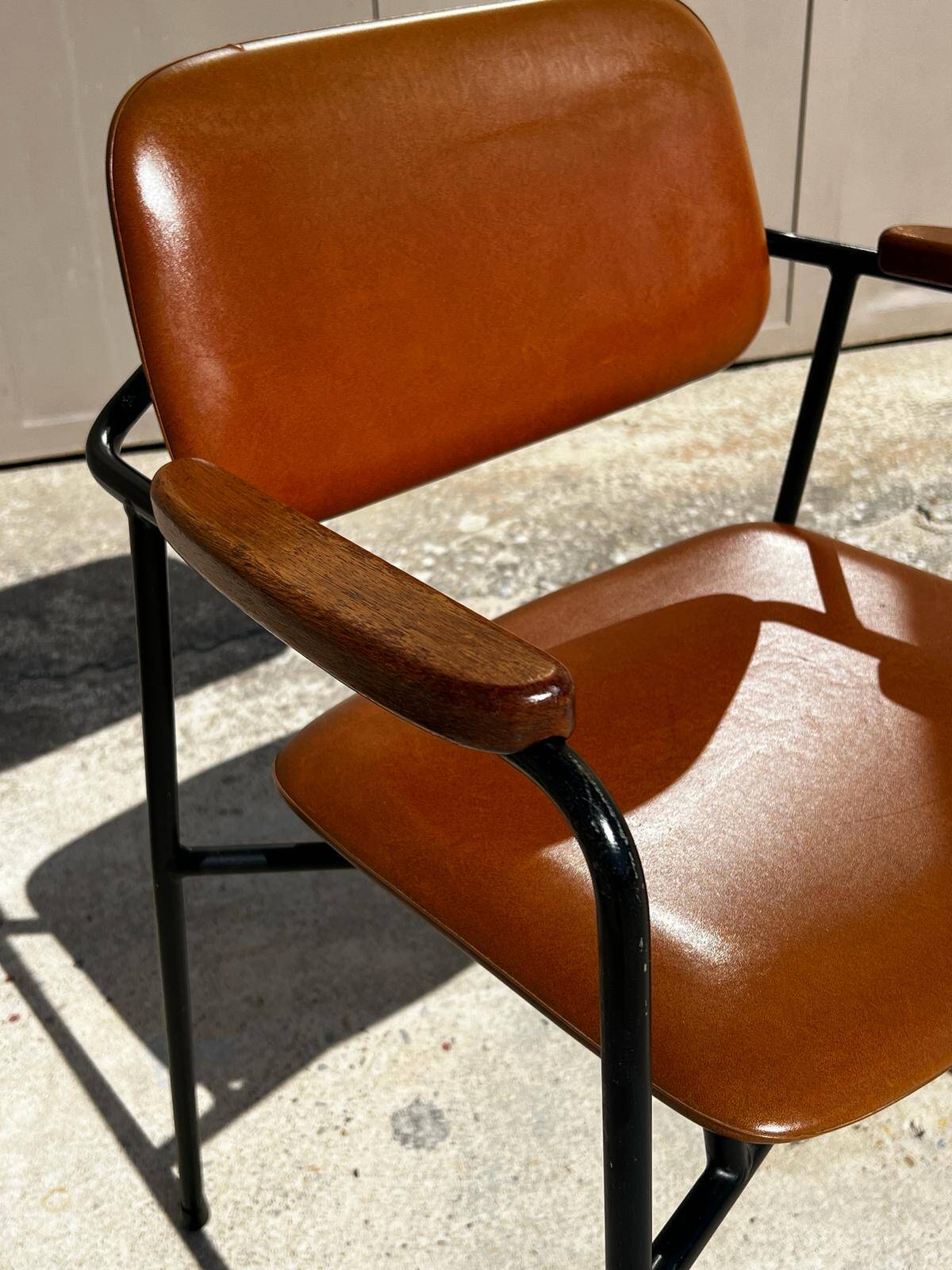Eugen Schmidt armchair, Coraline cognac model for Airborn 1960.