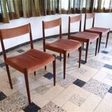 Set of 4 Velvet Dining Chairs in Walnut from Lübke, Germany 1960s