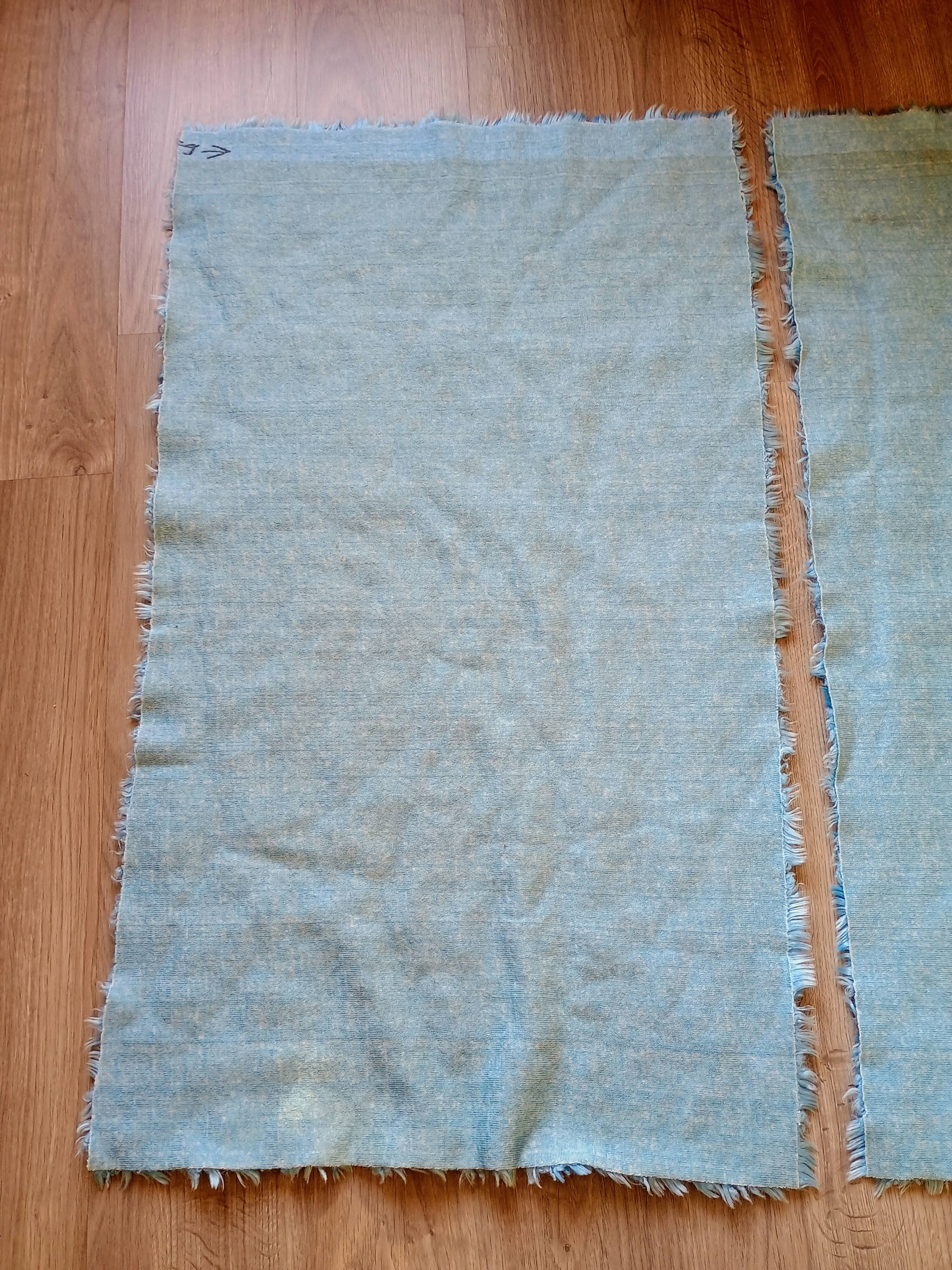 Set of two vintage sky blue rugs from the 70s