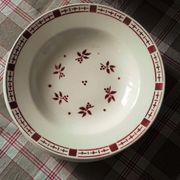 Lot 6 hollow plates Digoin Sarreguemines Dominique Red Flowers Art Deco