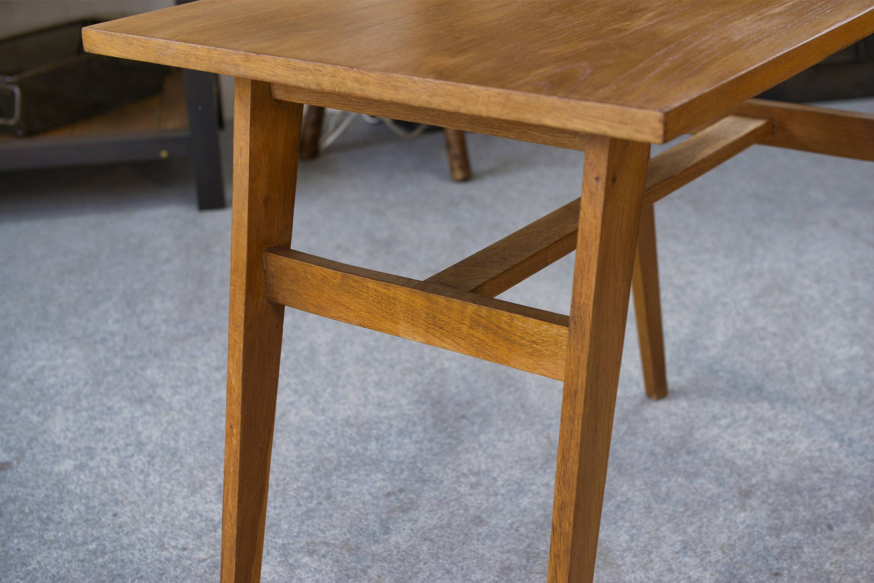 Oak side table with compass legs, 1960s
