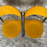 Pair of Chairs SOUVIGNET Model ELODIE Grey Metal & Wood Made in France