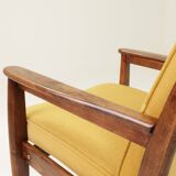 Vintage Scandinavian style yellow retro velvet armchair 1960s