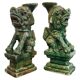 Pair of Foo Dog candle holders in ceramic, China 19th century
