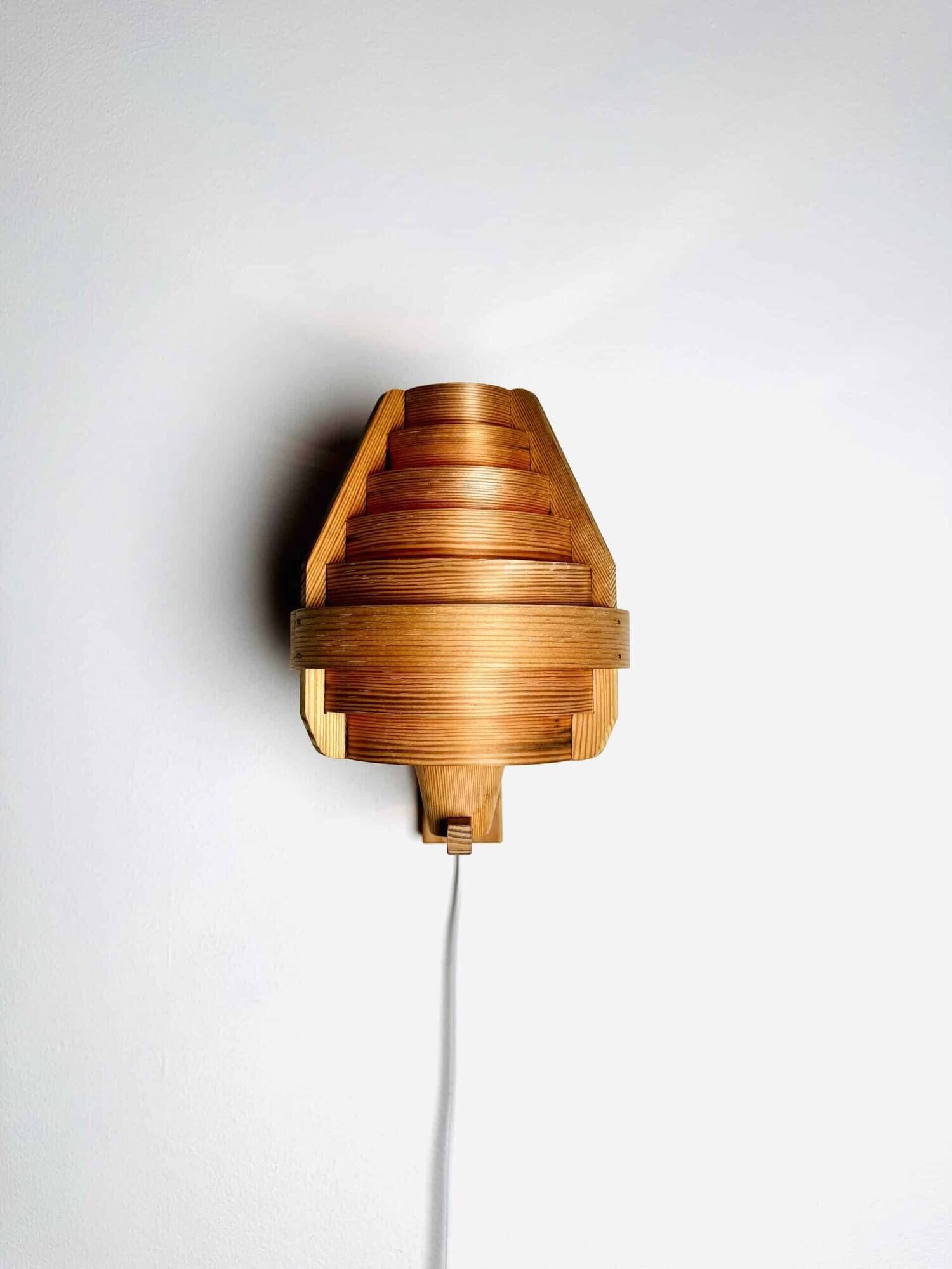 Mounted Pine Veneer Conical Wall Lamp By Hans-Agne Jakobsson For Markaryd, Sweden 1960S
